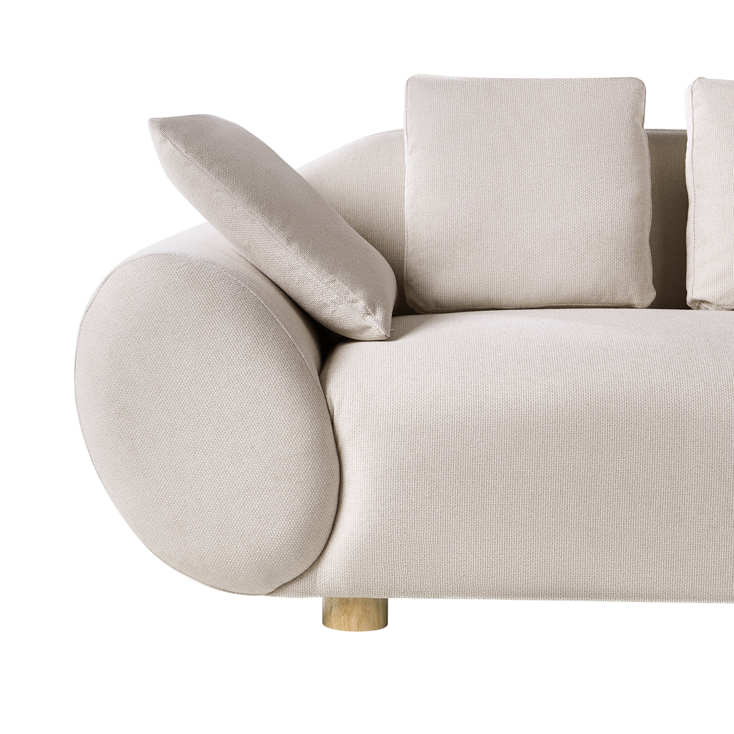 Fabric Living Room Set Light Beige With Rubberwood Legs