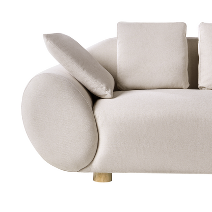 Fabric Living Room Set Light Beige With Rubberwood Legs