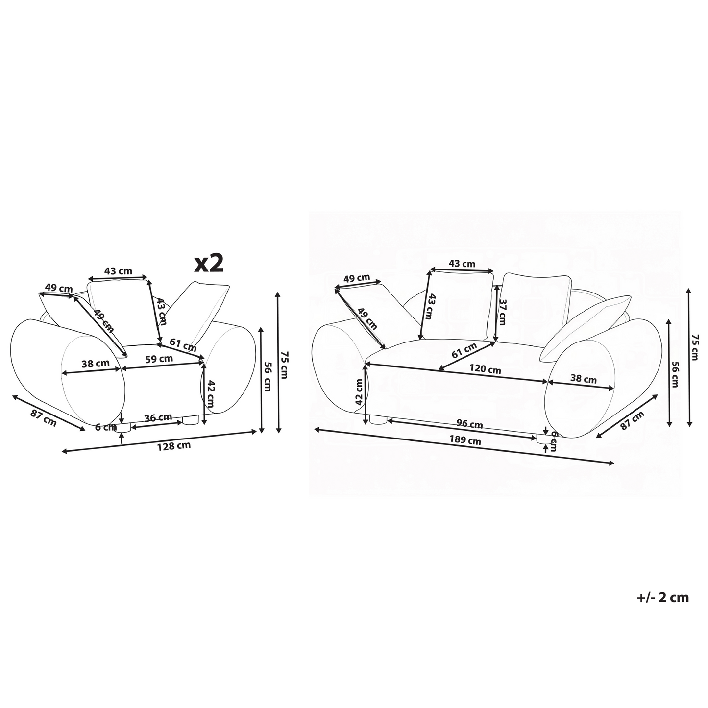 Fabric Living Room Set Light Beige With Rubberwood Legs