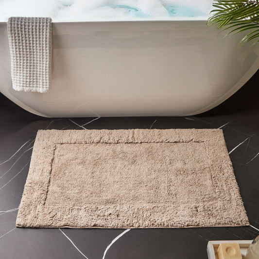 Bath Mat Light Brown Cotton 60 x 90cm Plush Absorbent Modern Luxury Design