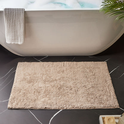 Bath Mat Light Brown 60 x 90 Cotton Fluffy