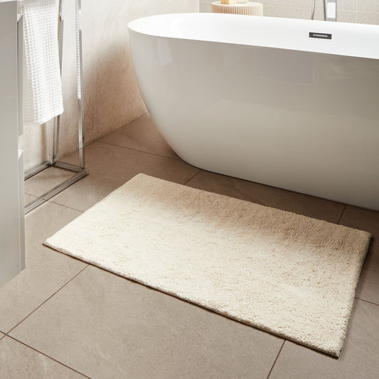 Off White Cotton Bath Mat 60 x 90cm Modern Fluffy