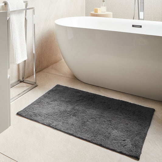 Thick Black Cotton Bath Mat 60 x 90