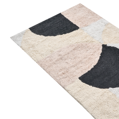 Beige Cotton Bath Mat 60 x 90 Modern Geometric Rug