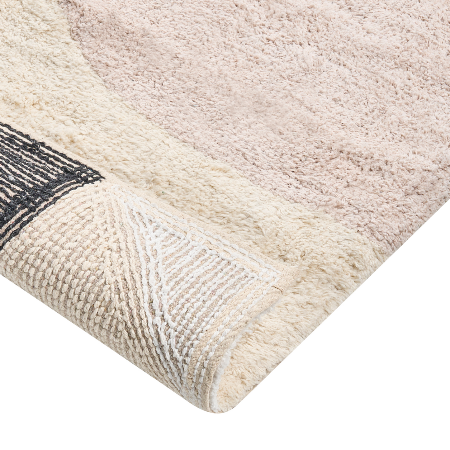 Beige Cotton Bath Mat 60 x 90 Modern Geometric Rug