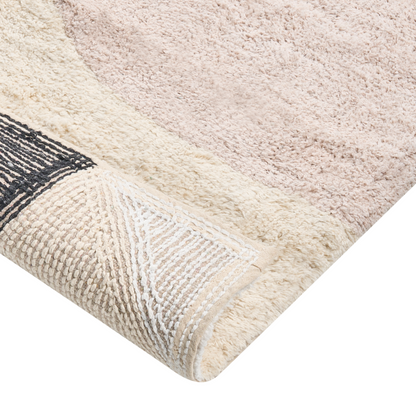 Beige Cotton Bath Mat 60 x 90 Modern Geometric Rug