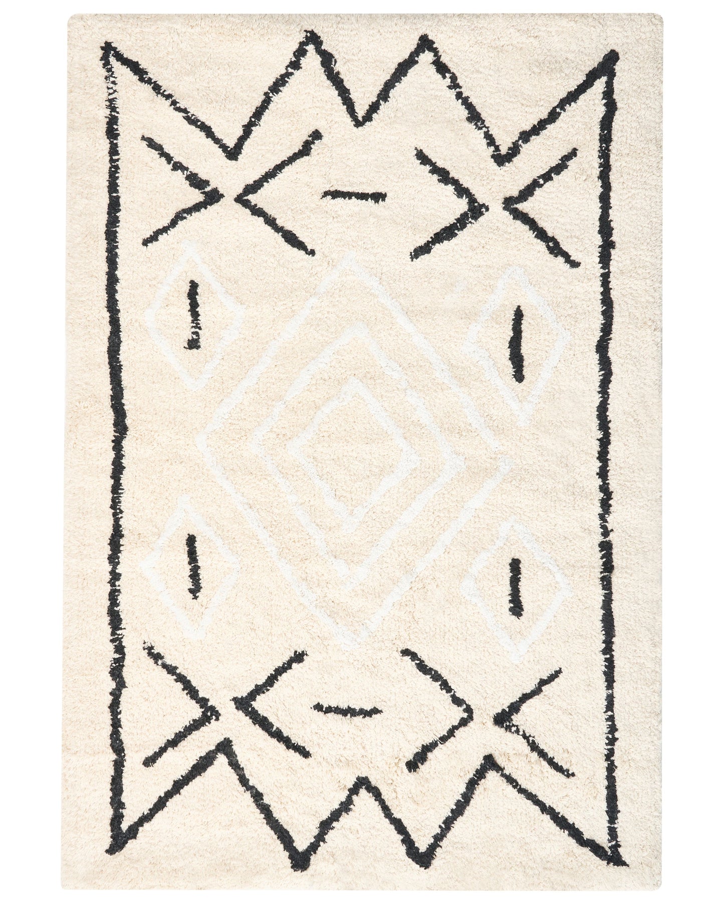 Bath Mat Light Beige Cotton 60 x 90cm Geometric Pattern