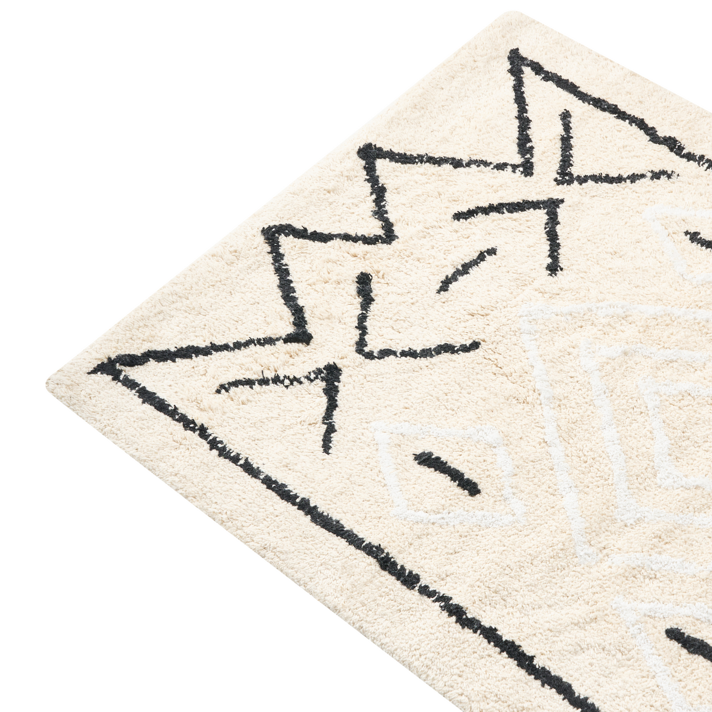 Bath Mat Light Beige Cotton 60 x 90cm Geometric Pattern