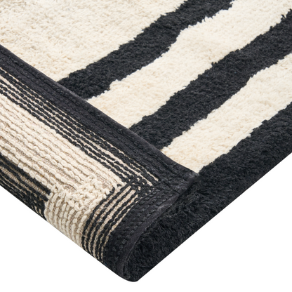 Bath Mat Geometric Pattern Cotton 60 x 90 Beige Black