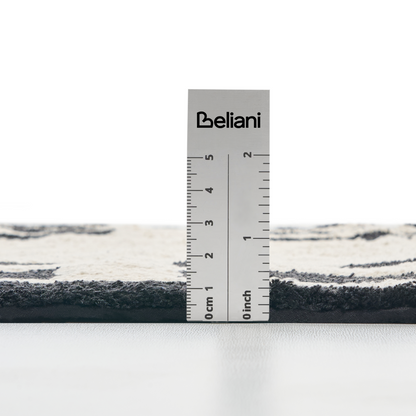 Bath Mat Geometric Pattern Cotton 60 x 90 Beige Black