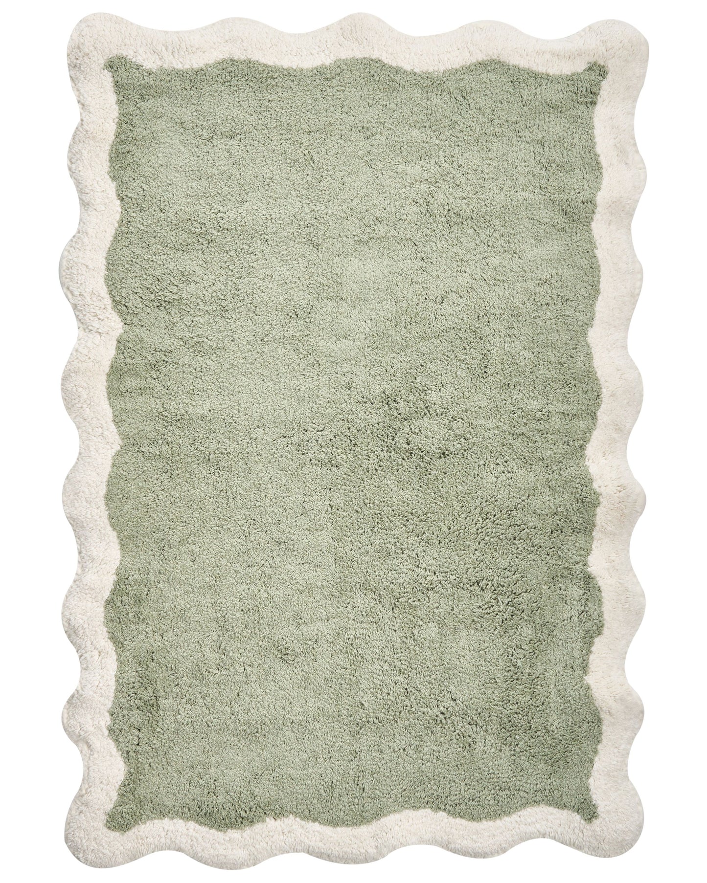 Cotton Bath Mat Green Beige 60 x 90 Geometric Fluffy