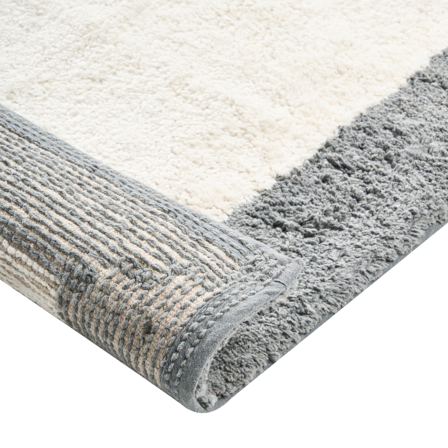 Bath Mat Beige Grey 60 x 90 Cotton Geometric