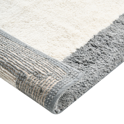 Bath Mat Beige Grey 60 x 90 Cotton Geometric