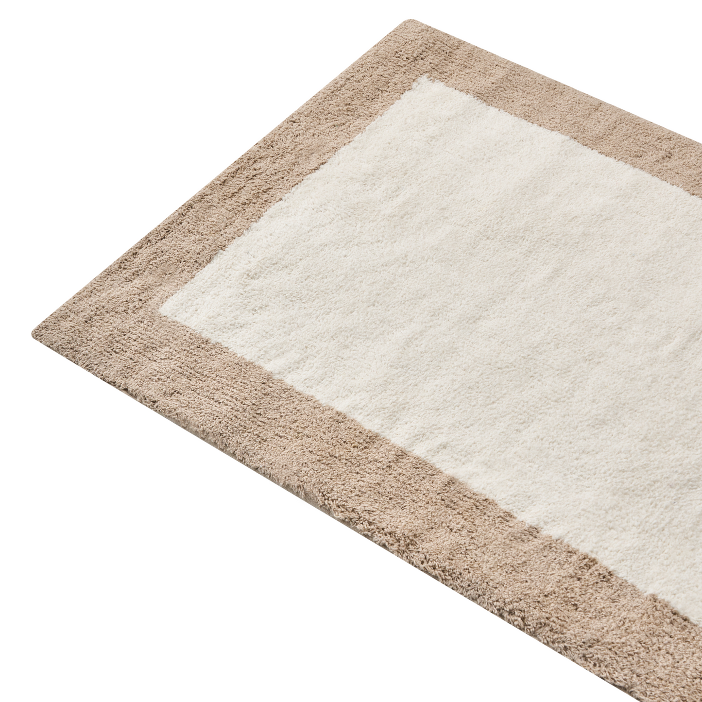 Bath Mat Beige And Brown Cotton 60 x 90cm Geometric Pattern