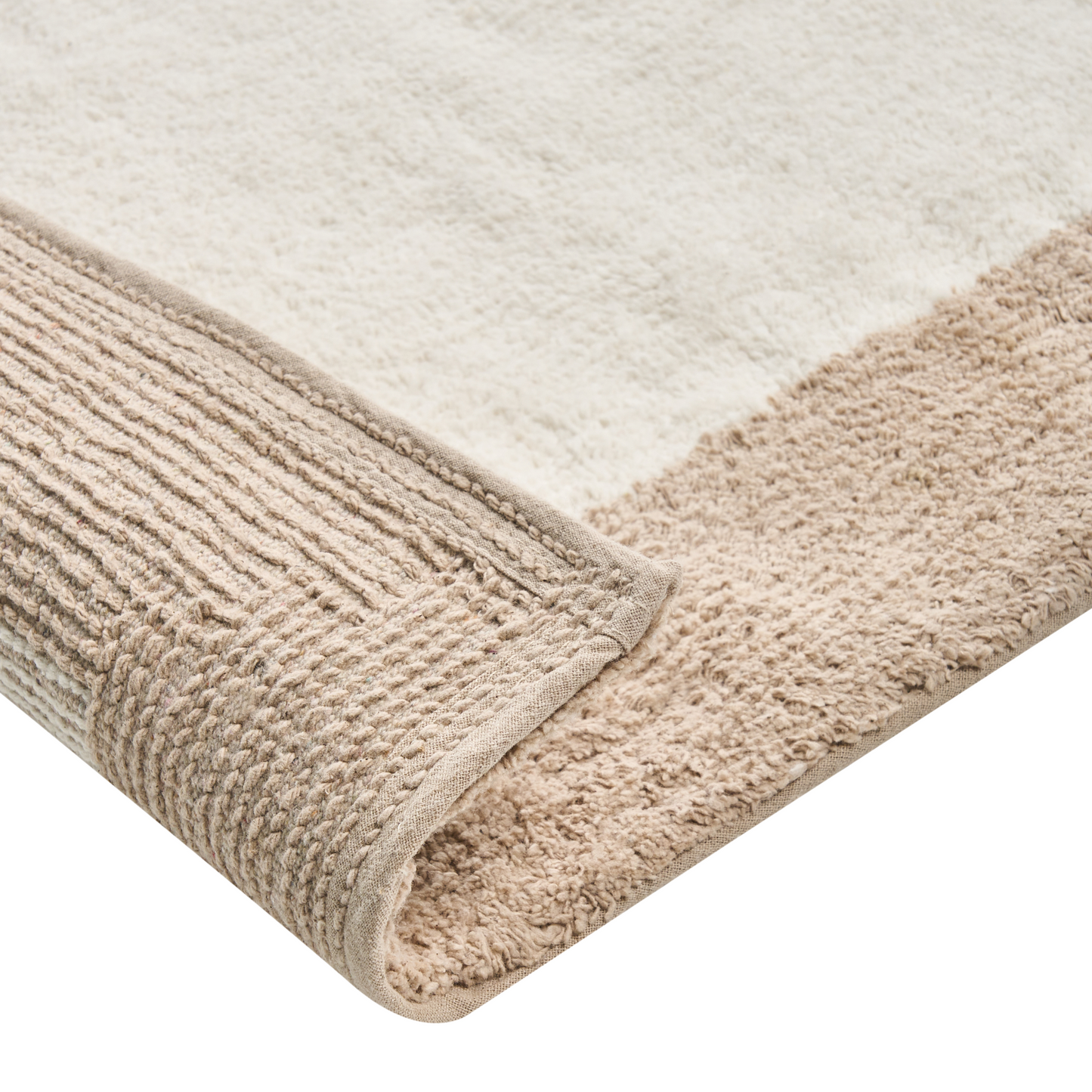 Bath Mat Beige And Brown Cotton 60 x 90cm Geometric Pattern