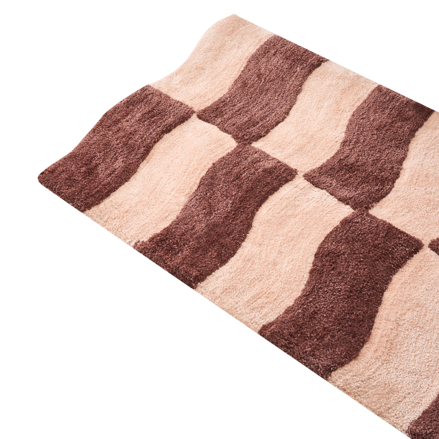 Cotton Bath Mat 60 x 90cm Beige Brown Geometric Pattern Plush Rug For Bath