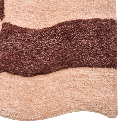 Cotton Bath Mat 60 x 90cm Beige Brown Geometric Pattern Plush Rug For Bath