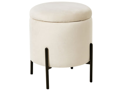 Storage Pouffe Light Beige Velvet With Removable Top