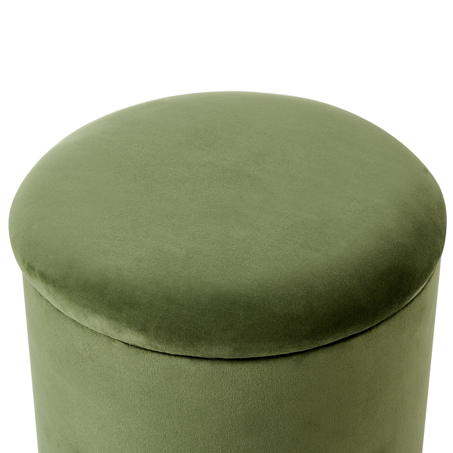 Dark Green Storage Pouffe With Wooden Base