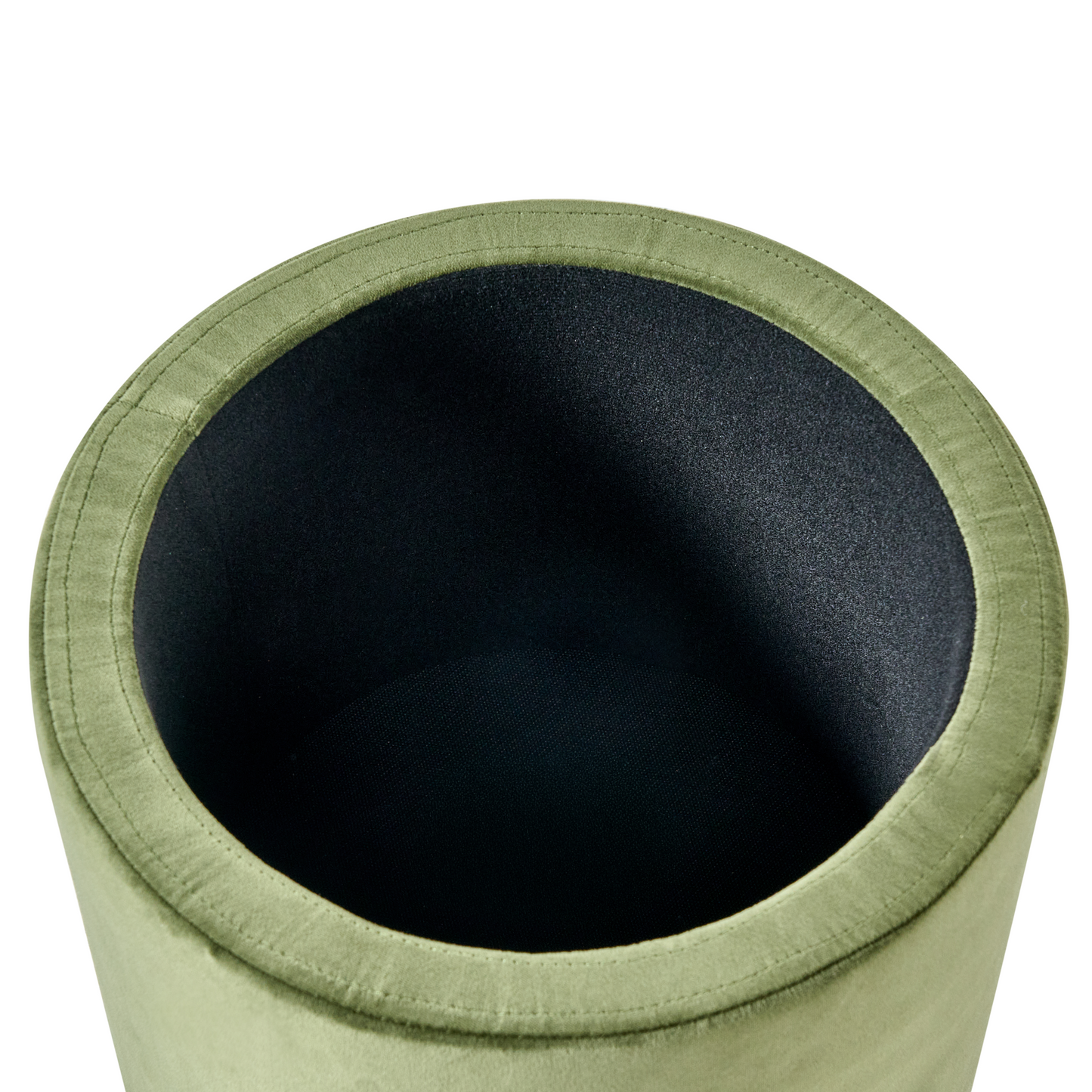 Dark Green Storage Pouffe With Wooden Base