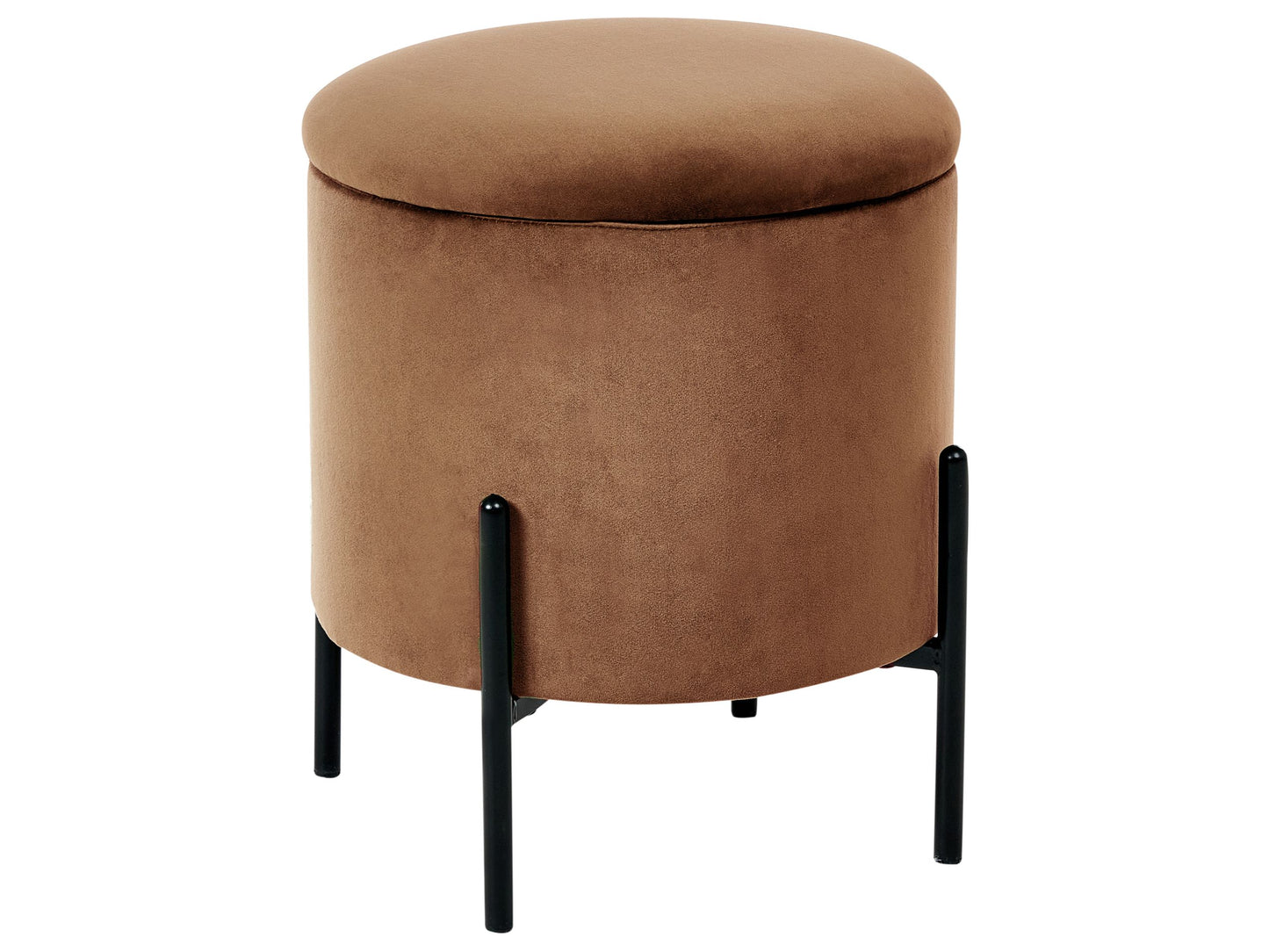 Storage Pouffe Dark Brown Velvet Upholstered With Wooden Base
