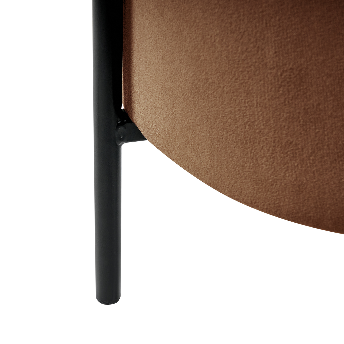 Storage Pouffe Dark Brown Velvet Upholstered With Wooden Base