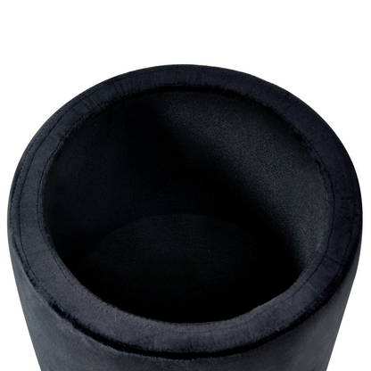 Storage Pouffe Black Velvet Fabric Upholstered Round Footstool With Hidden Storage Wooden Base