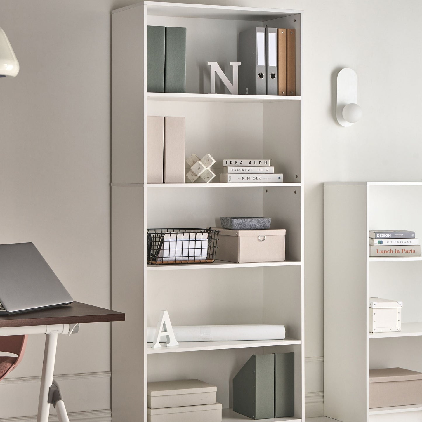 5 Tier White Bookcase Minimalist Matt Finish