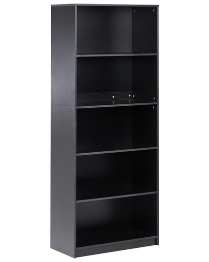 5 Tier Black Bookcase Minimalist Matte Finish