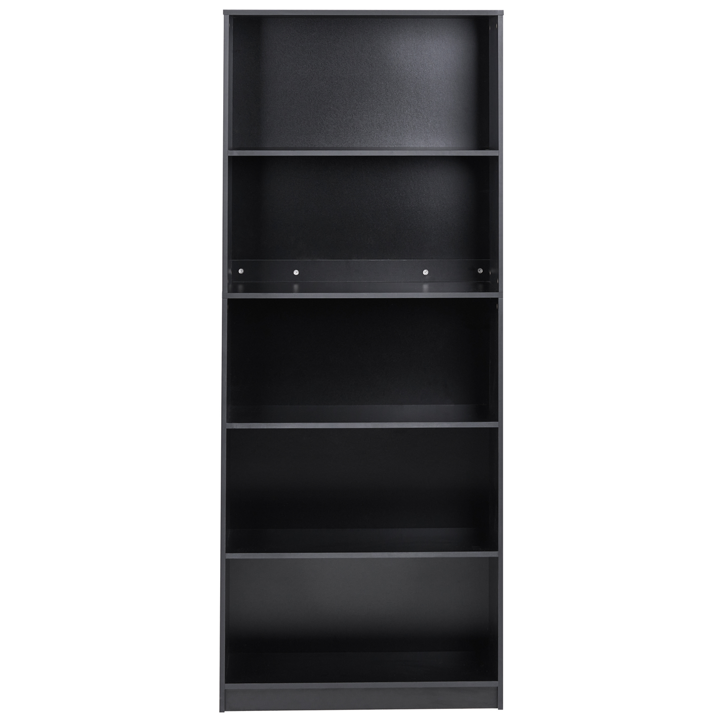 5 Tier Black Bookcase Minimalist Matte Finish