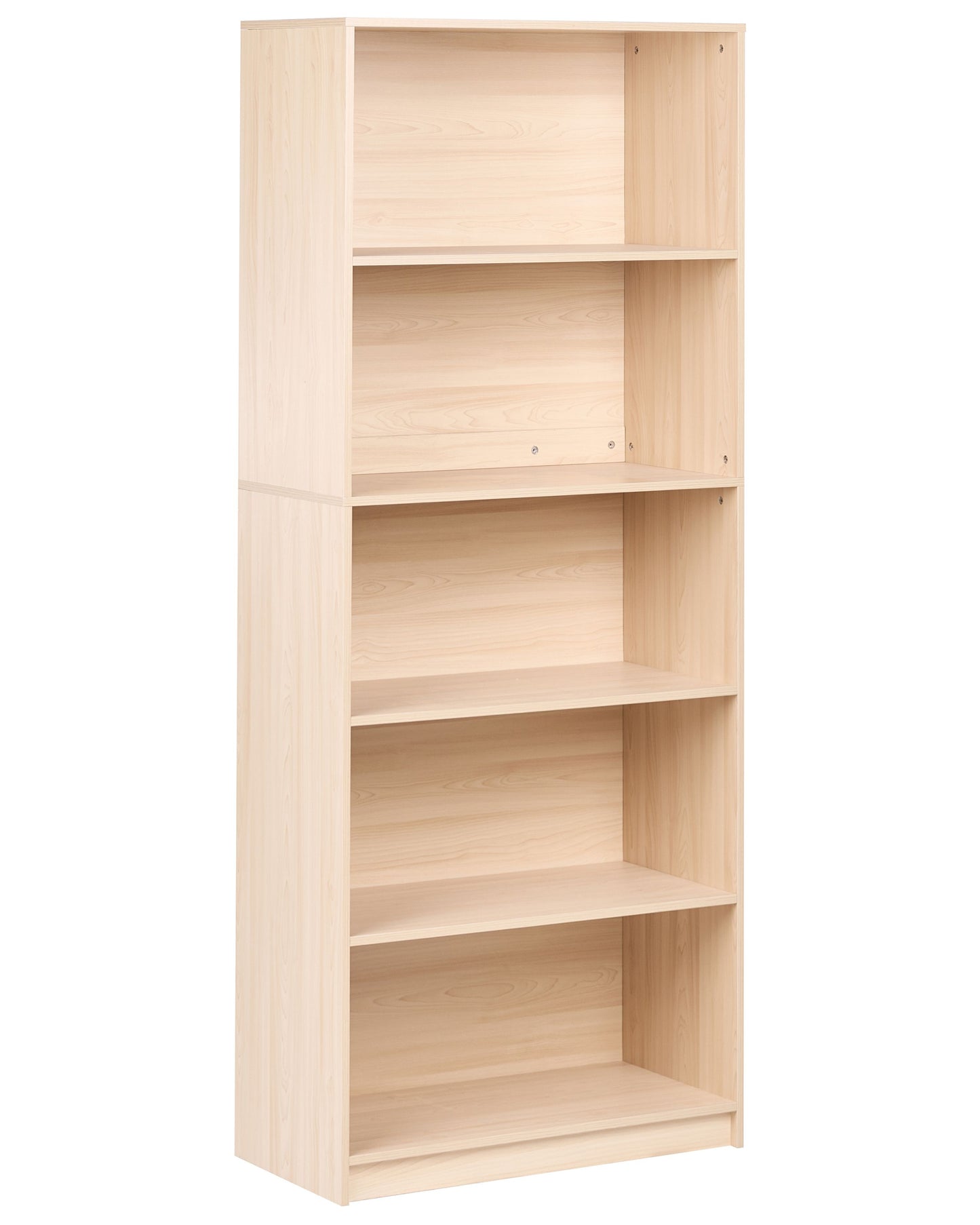 5 Tier Bookcase Light Brown Particle Board Matte Finish Minimalist Bookshelf