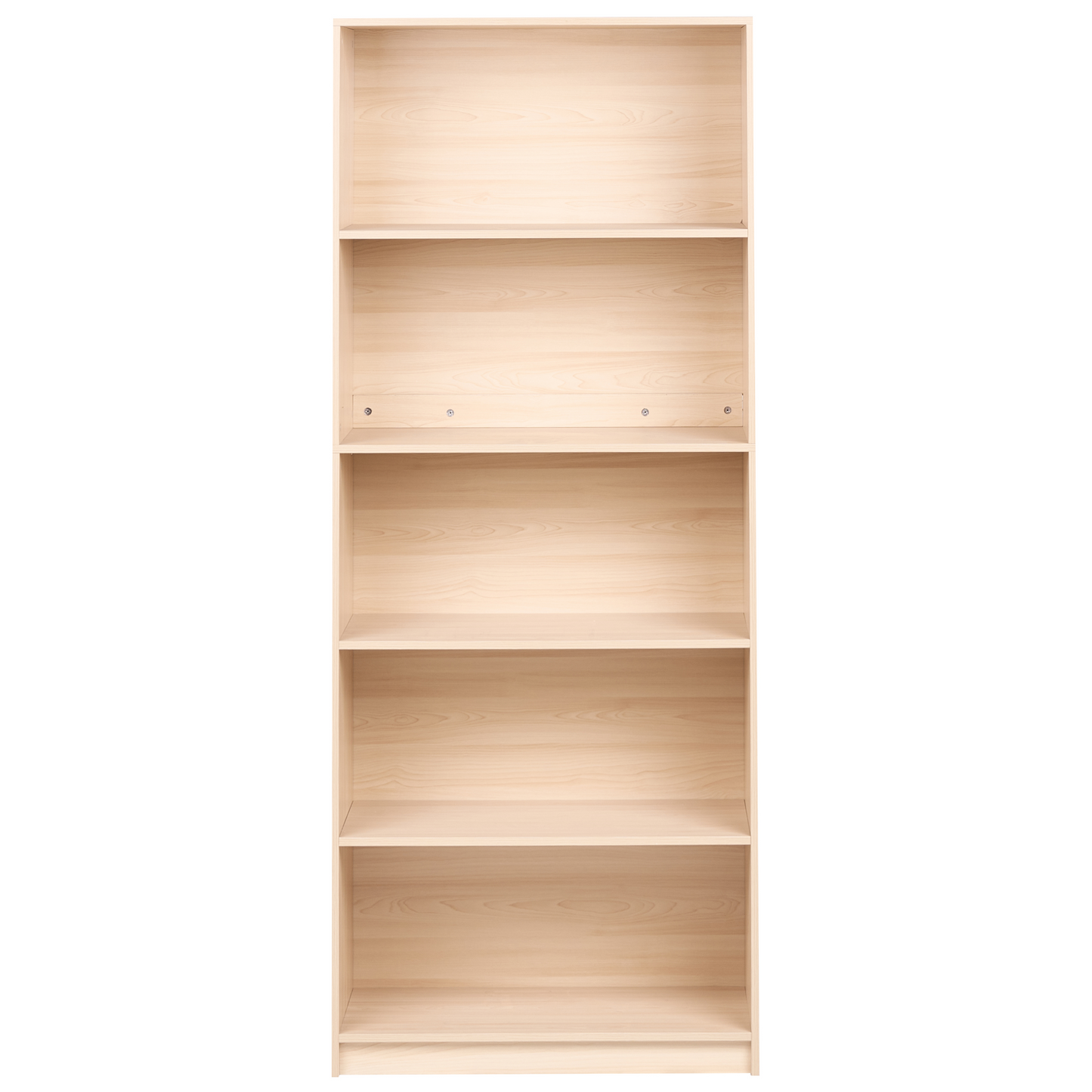 5 Tier Bookcase Light Brown Particle Board Matte Finish Minimalist Bookshelf