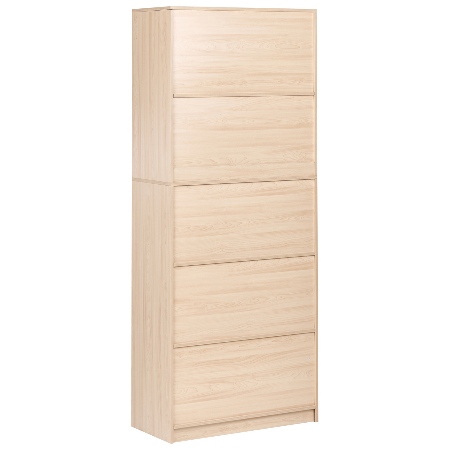 5 Tier Bookcase Light Brown Particle Board Matte Finish Minimalist Bookshelf