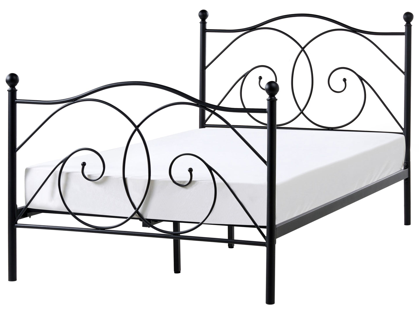 EU Panel Bed 4ft Black Metal Frame Slatted Base Retro