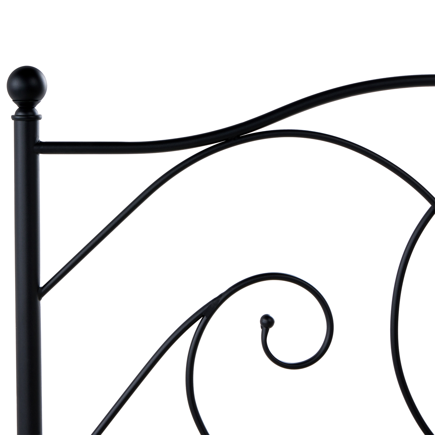 EU Panel Bed 4ft Black Metal Frame Slatted Base Retro