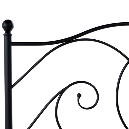 EU Panel Bed 4ft Black Metal Frame Slatted Base Retro
