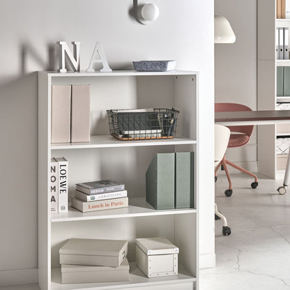 White 3 Tier Bookcase 80 x 40cm Minimalist Matte Finish