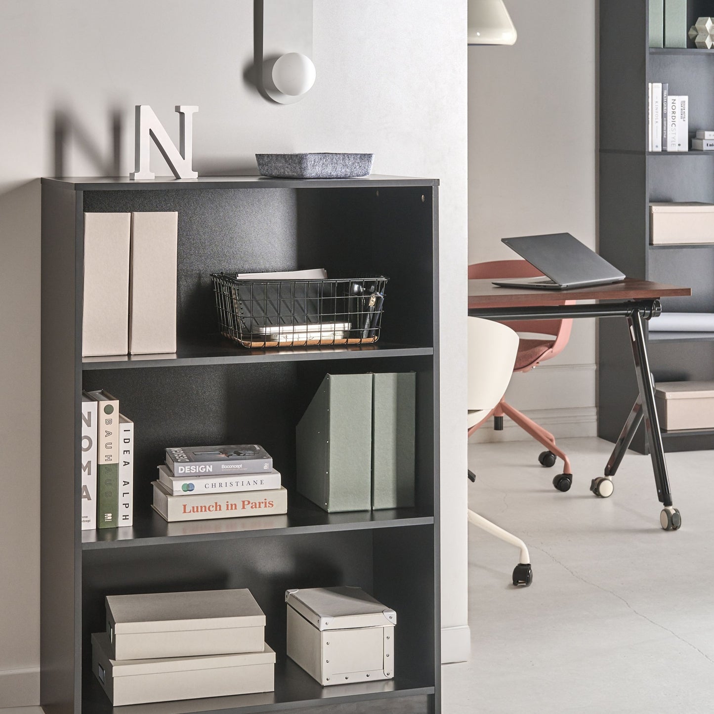3 Tier Bookcase Black Particle Board 80 x 40cm Matte Finish