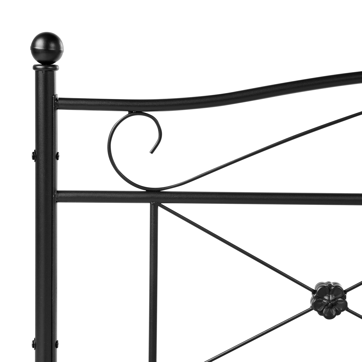 EU Double Panel Bed 4ft Black Metal Frame With Slatted Base Retro