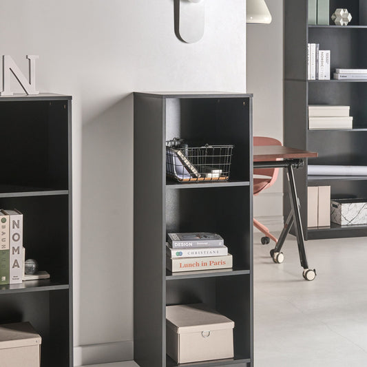 3 Tier Bookcase Black Matt Finish 40 x 40cm Minimalist