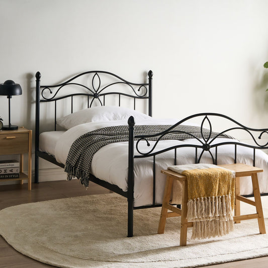 Home Vintage Metal Bed Frame Black EU Small Double 4ft