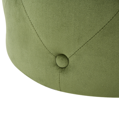 Velvet Round Olive Tufted 40cm Ottoman Pouffe