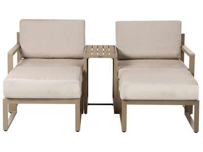 Convertible Garden Sofa Set Beige Ottoman 2 Seater