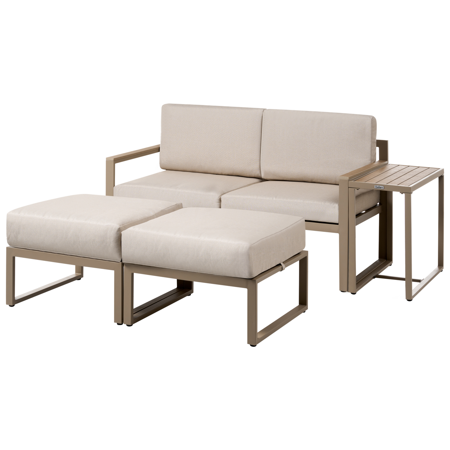 Convertible Garden Sofa Set Beige Ottoman 2 Seater