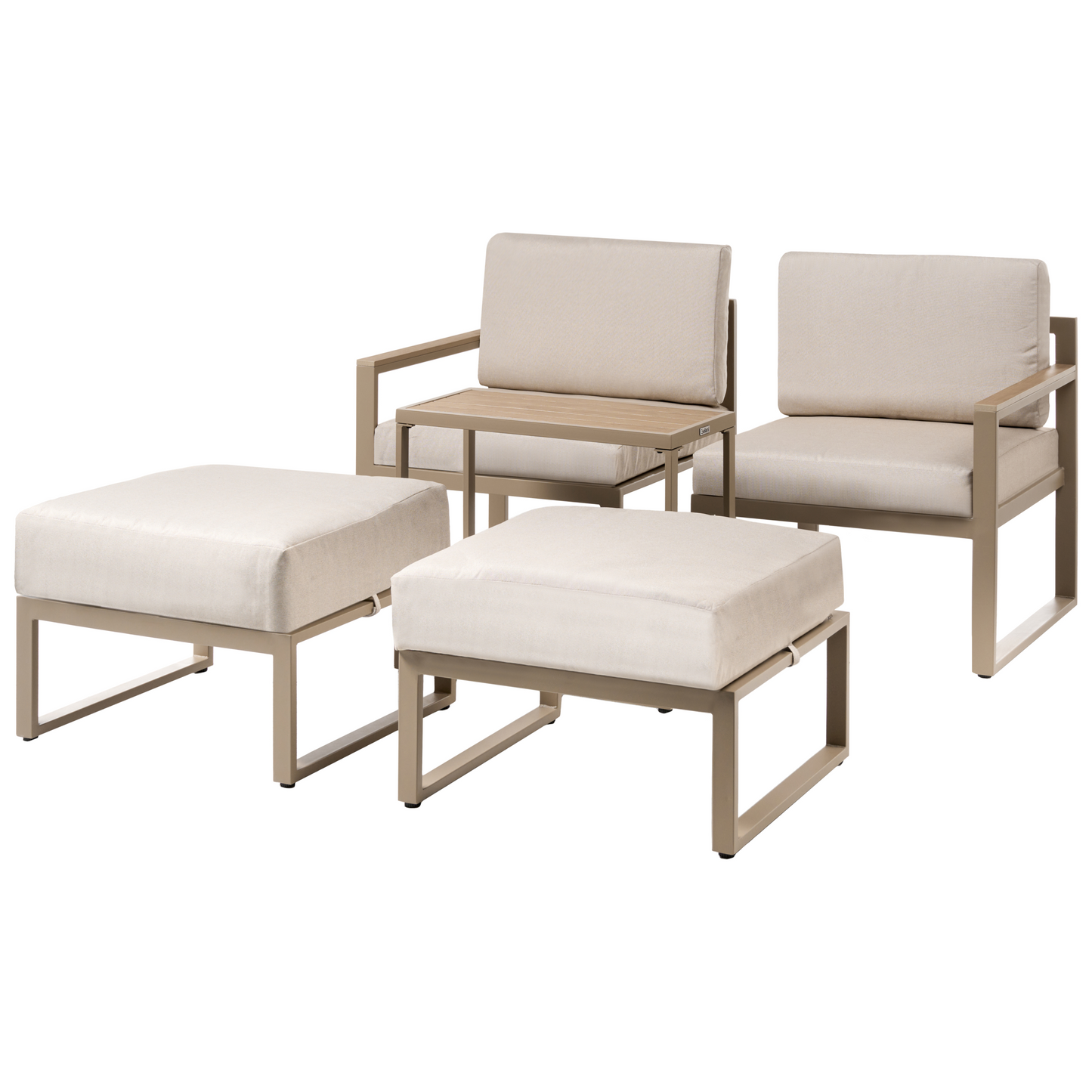 Convertible Garden Sofa Set Beige Ottoman 2 Seater
