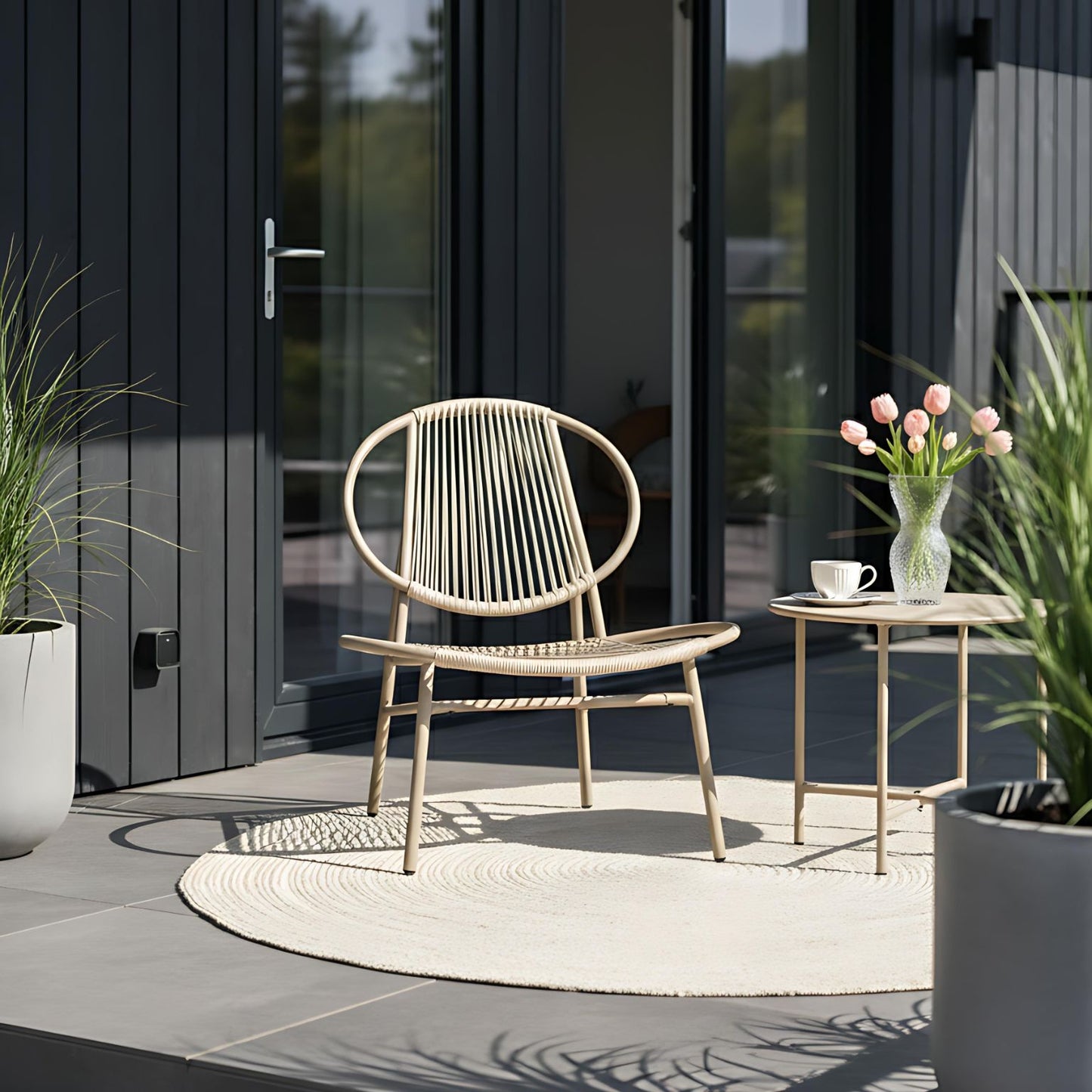 Name Garden Chair Beige Faux Rattan With Galvanized Steel Frame