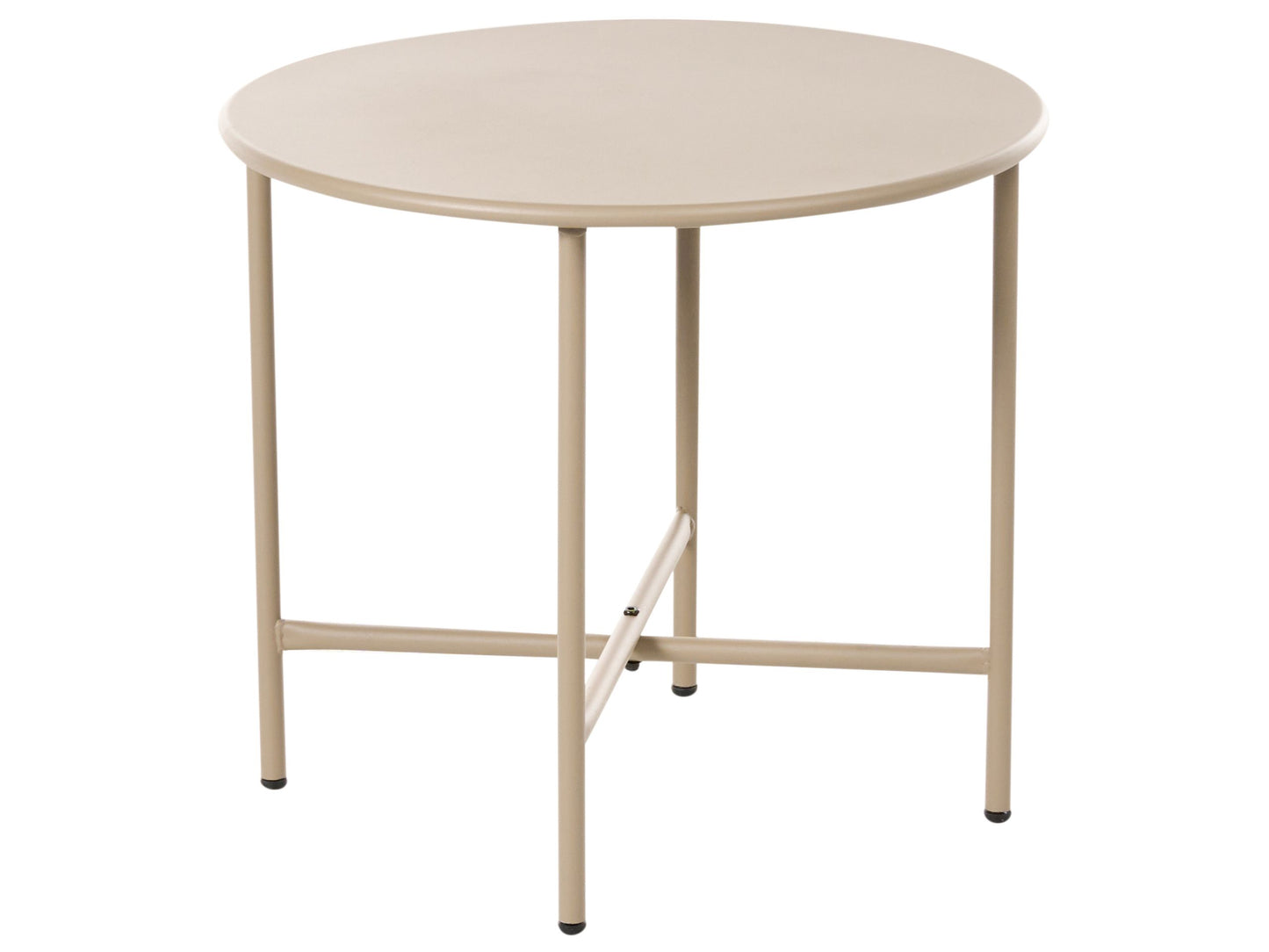 Bistro Table Beige Round Outdoor Coffee Table With Galvanized Steel