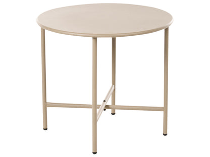 Bistro Table Beige Round Outdoor Coffee Table With Galvanized Steel