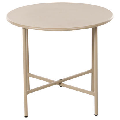 Bistro Table Beige Round Outdoor Coffee Table With Galvanized Steel