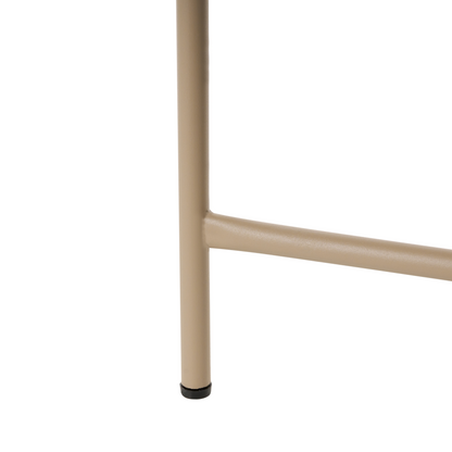 Bistro Table Beige Round Outdoor Coffee Table With Galvanized Steel